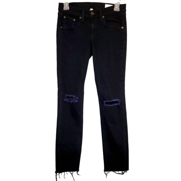 Rag and Bone womens Modele black distressed raw hem skinny jeans size 26 - Picture 1 of 11